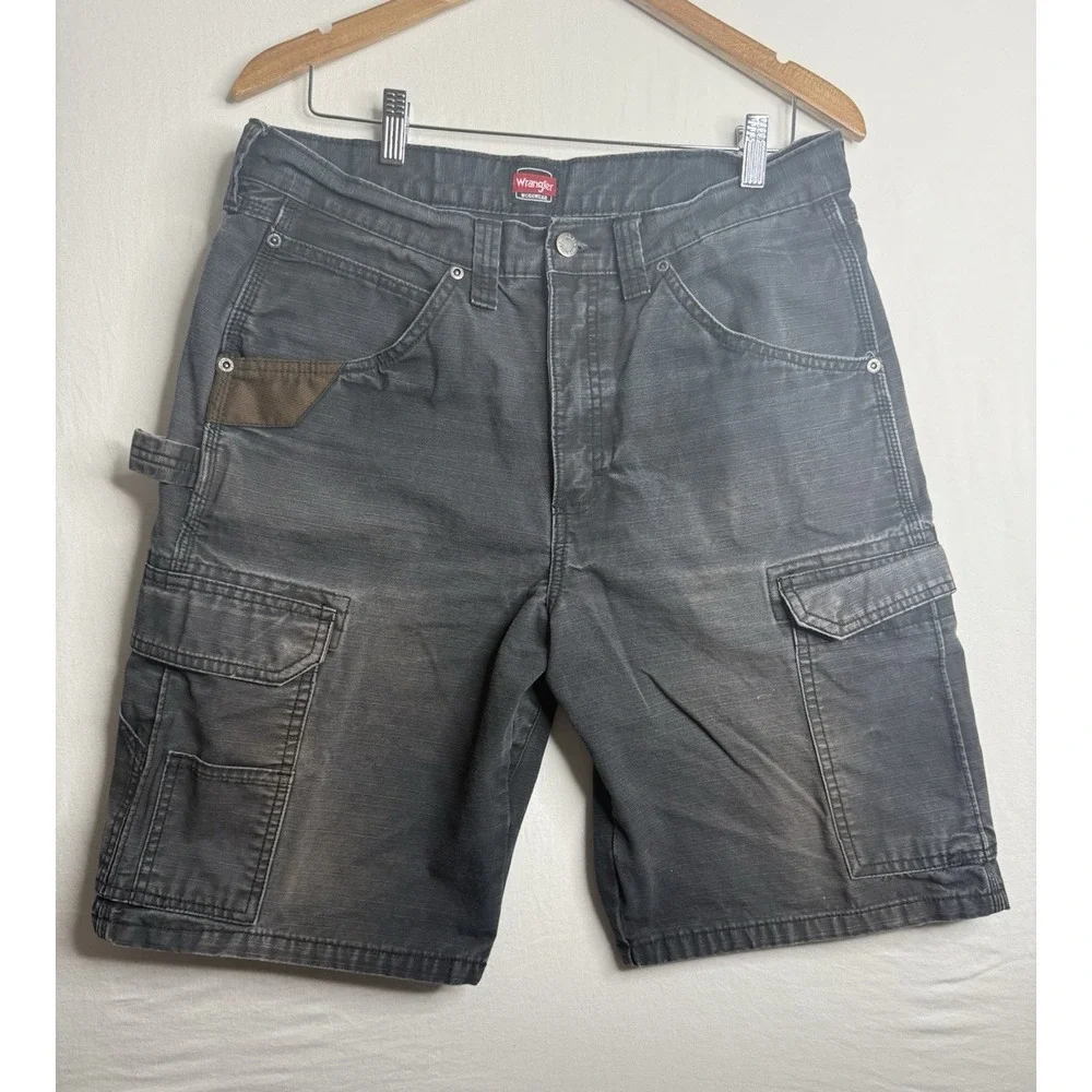 Wrangler Workwear Men's Size 34 Ripstop Carpenter Cargo Work Shorts Gray 23153